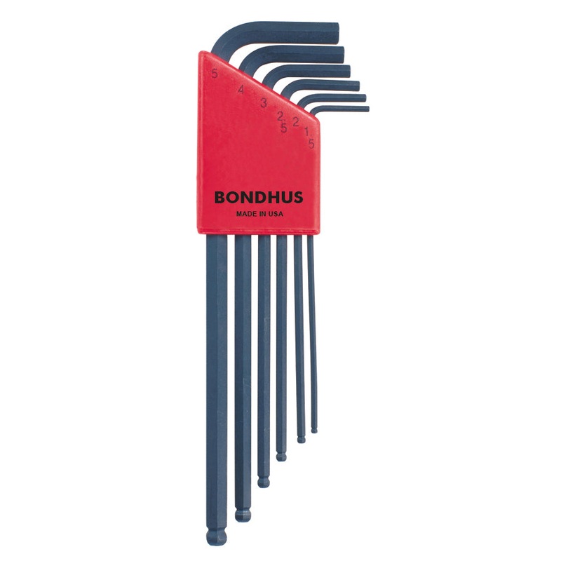 10946, Bondhus 6 Piece Metric Set, Hex End Balldriver L-Keys ~ 1.5mm to 5.0mm