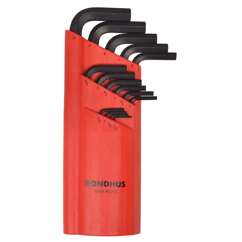 10995, Bondhus 15 Piece Metric Set, Hex End Balldriver L-Keys ~ 1.27mm to 10mm