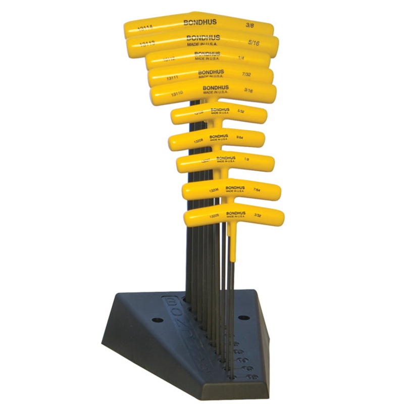 13190, Bondhus 10 Piece Inch Hexdriver/Balldriver Set (3/32″ to 3/8″) w/Stand