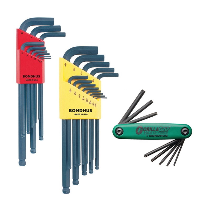 14138 (BLF30T), Bondhus Triple Pack, Balldriver Hex Key Sets & Torx Fold Up Set