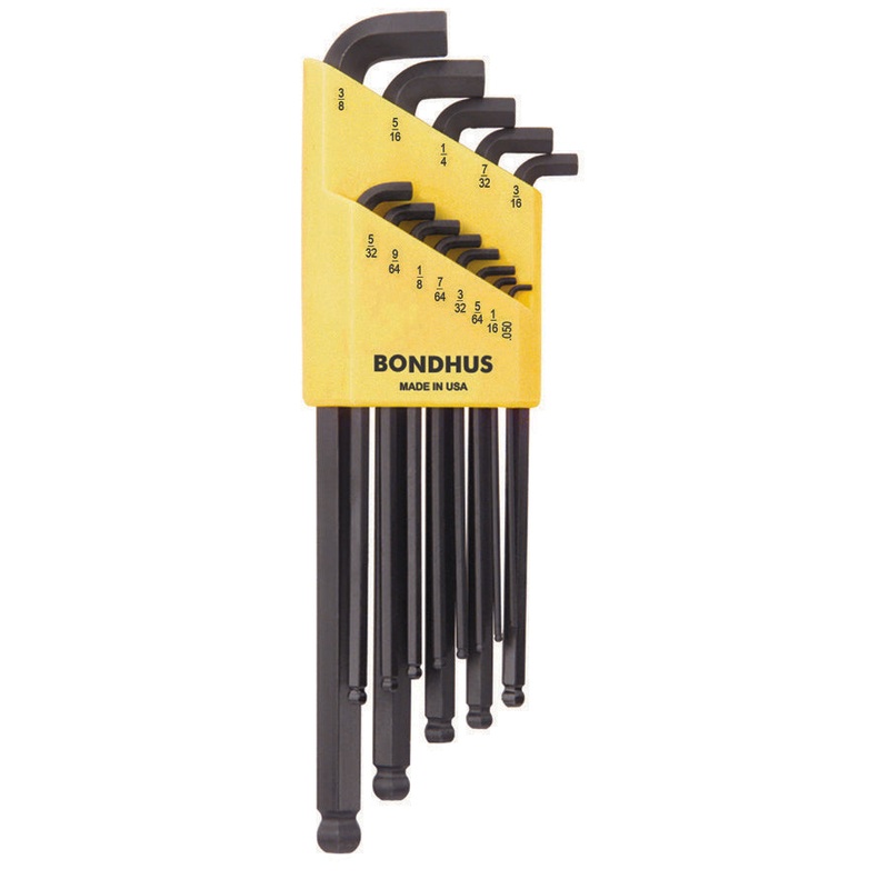 16537, Bondhus 13 Piece Stubby Set, Hex End Balldriver L-Keys ~ 0.050″ to 3/8″