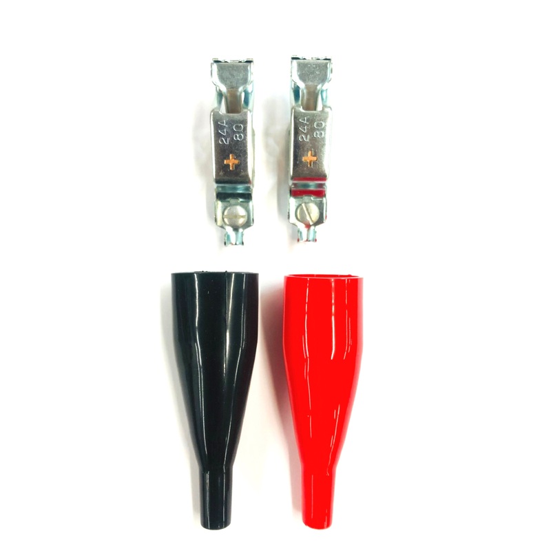 1 Pair of Mueller BU-24APS (+) Steel Grounding Clips w/ Red & Black Insulators