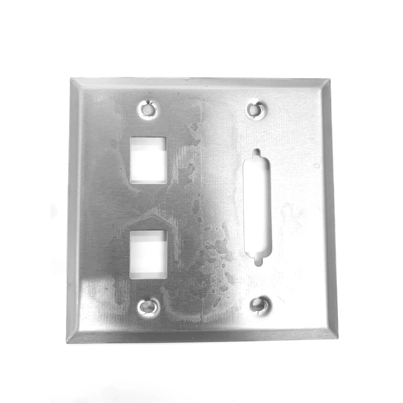 WP-25MD Triple Hole Steel Wall Plate for DB25/DB44 & 2 Keystone Mount Connectors