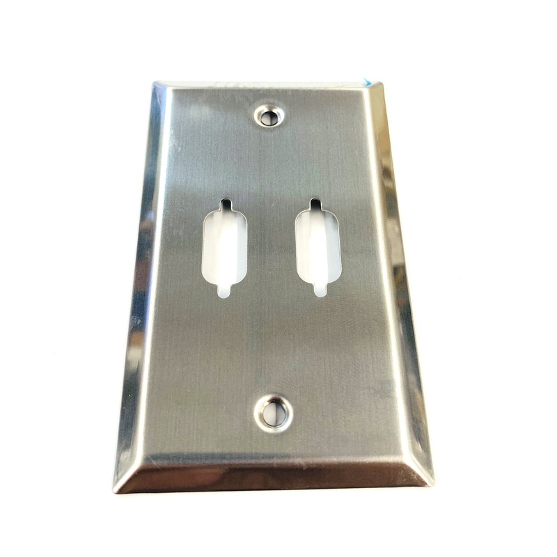 WP-9-2H, Double Hole Steel Wall Plate for 9 Pin D-Sub & 15 Pin VGA Connectors