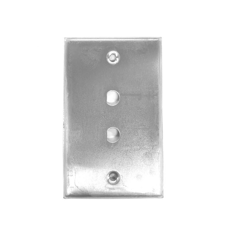 WP-C-2H-3/8″, Double Hole Steel Wall Plate for 3/8″ Coaxial Mount Connectors