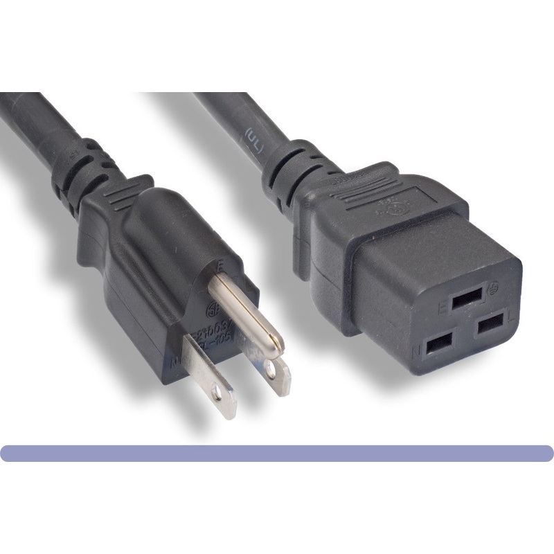 10W1-51519-015, Comtop Heavy Duty Power Cord – NEMA  5-15P to IEC 60320 C19, 14AWG, 15A/5000W, SJT, 250V, Black, 15FT