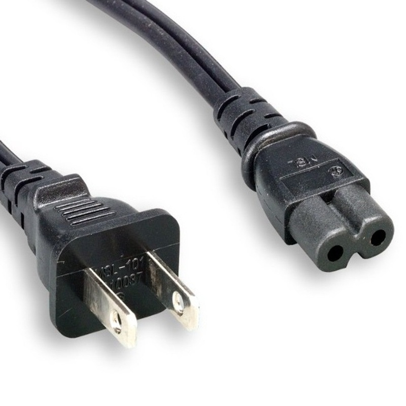 10W1-13215-NE Power Cord – Non-Polarized NEMA 1-15P to Non-Polarized IEC-320-C7, 18AWG, 7A/125V, SPT2, 15ft, Black
