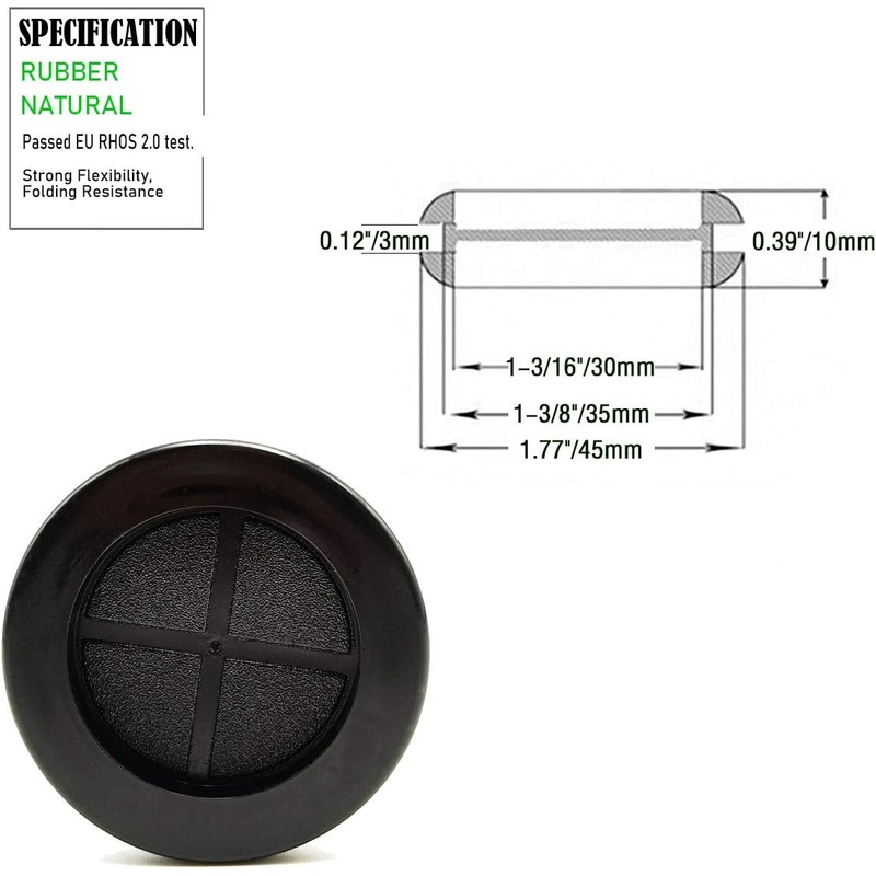 1132D, MVO 1-3/8 in Rubber Grommets for Wiring, 1-3/16 in ID, Double-Sided Rubber Plugs for Round Holes, Firewall Grommet Automotive, Wire Cable Protection
