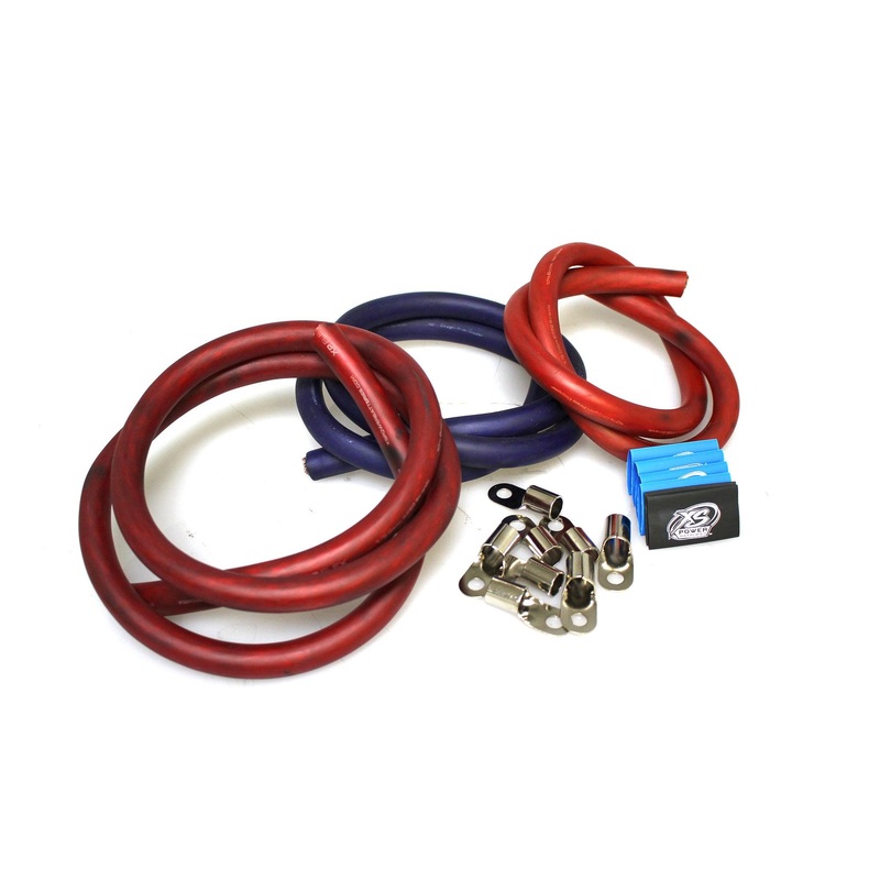 XS Power Big 3 Kit with Two Red and One Blue Wire+Ring Terminals+Heatshrink