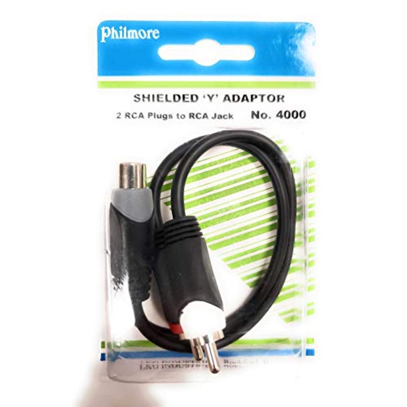 Y Adapter Cable RCA Phono Female to Two RCA Phono Males m-f-f Philmore 4000