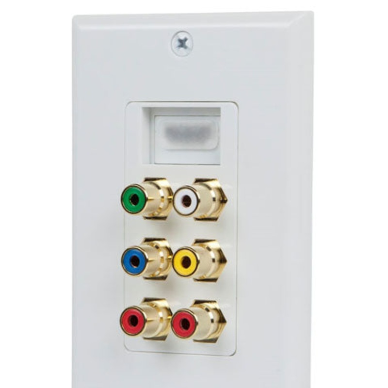 12100 – WALL PLATE HDMI WITH 6XRCA JACK GOLD PLATED- WHITE