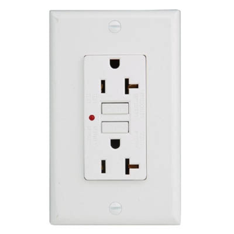 140121 – ELECTRICAL RECEPTACLE 2POS 20A DECORA GFCI WHITE W/WALLPLATE