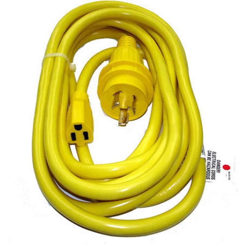 16020 – EXTENSION CORD 3/14 MARINE 20FT YELLOW STW 30 AMP 125V INPUT