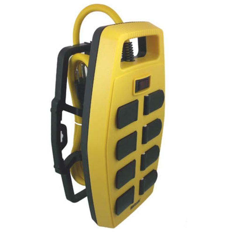 041750WC – POWER BAR 8 O/LET 6FT CORD HINGED COVERS AND CORD STORAGE