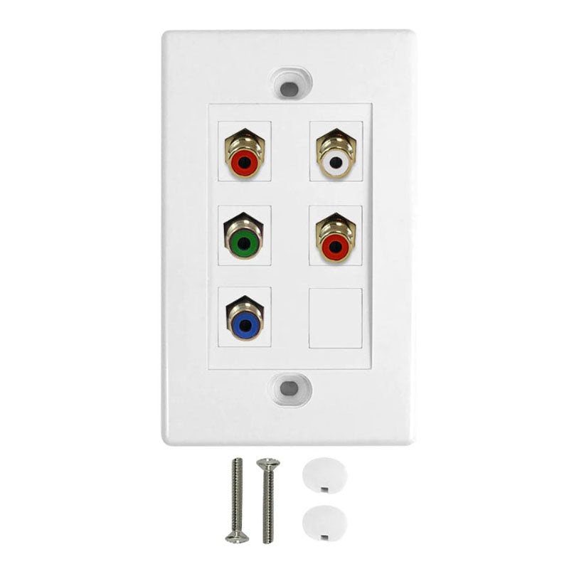 WPK-RGBA – WALL PLATE RCAJKX5 PLAS WHT DECO COMPONENT AUDIO/VIDEO GOLD CONN