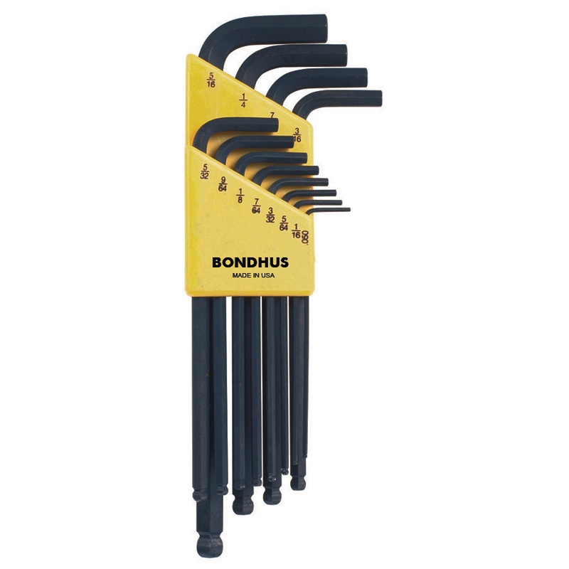 10936, Bondhus 12 Piece Standard Set, Hex End Balldriver L-Keys ~ 0.050 to 5/16″