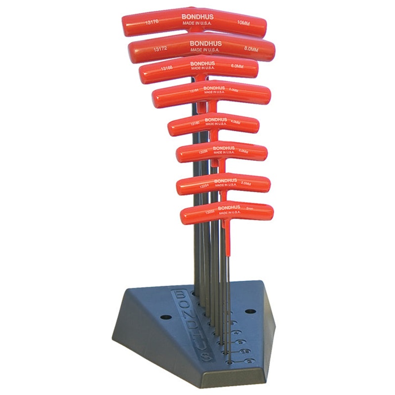 13189, Bondhus 8 Piece Metric Hexdriver/Balldriver Set (2.0mm to 10.0mm) w/Stand