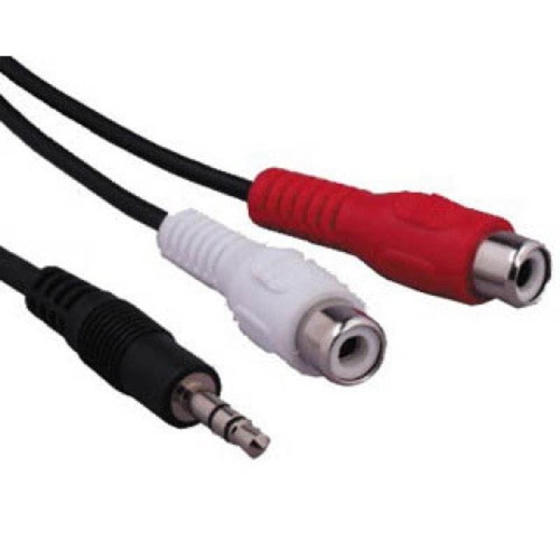 AC606GBC – AUDIO CABLE 3.5 STEREO PL-RCAJX2 PLUG TO 2XRCA JACK GOLD BLK 6FT