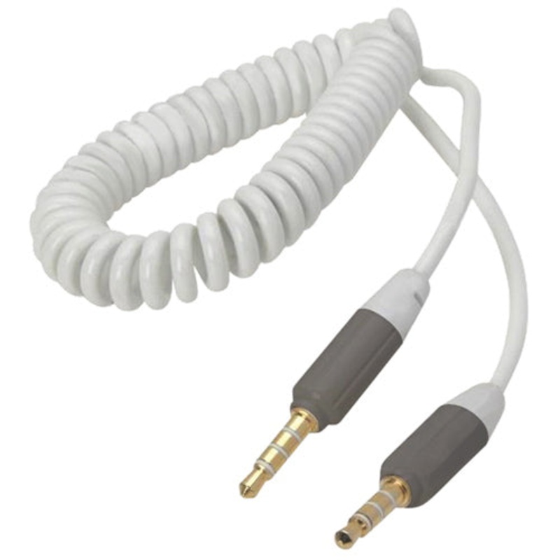 CLE8046WH – AUDIO VIDEO CABLE 3.5MM 4CPL/PL 3FT WHITE COILED CURLY CORD