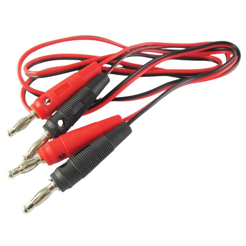 INSTR-001067 – BANANA PLUG TO PLUG CABLE 3FT (45CM) BLK AND RED