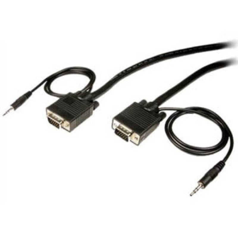 102101 – VGA M/M W/AUDIO CABLE 100FT BLACK GOLD PLATED
