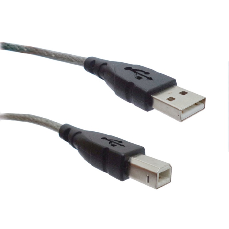 13-2B0123-801 – USB CABLE A-B MALE/MALE 6FT CLEAR SHLD