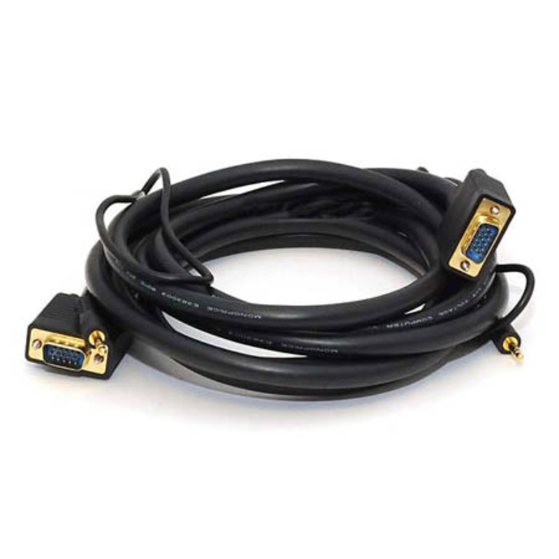 3339 – VGA M/M W/AUDIO CABLE 15FT CL2 IN-WALL BLACK GOLD PLATED