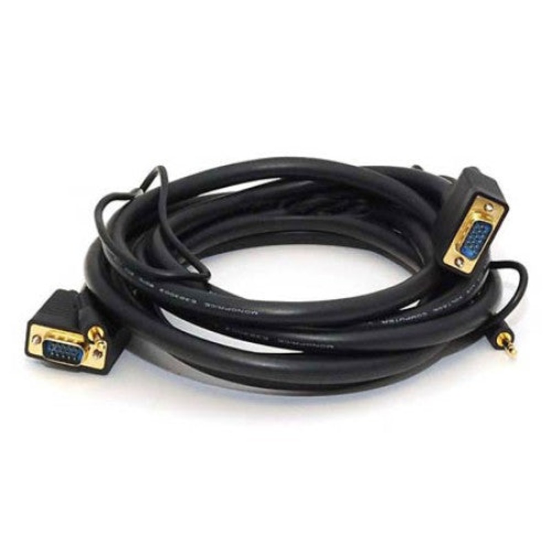 558 – VGA M/M W/AUDIO CABLE 10FT IN-WALL BLACK GOLD PLATED