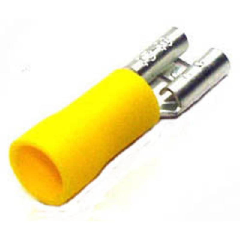C14-145F – QUICK CONN FEM YEL 0.250IN 12-10 AWG 6.35X0.8MM (6 pcs/pkg)