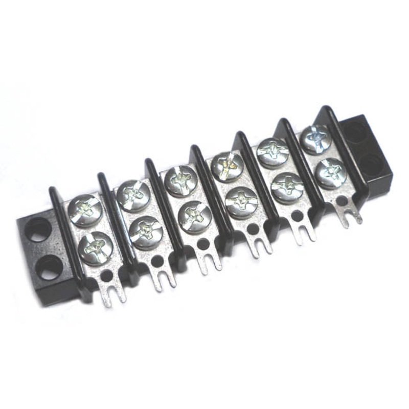 14106 – TERM BLOCK 6P FLUSH 2ROW #6-32 14AWG 20A/300V 7MM FORK