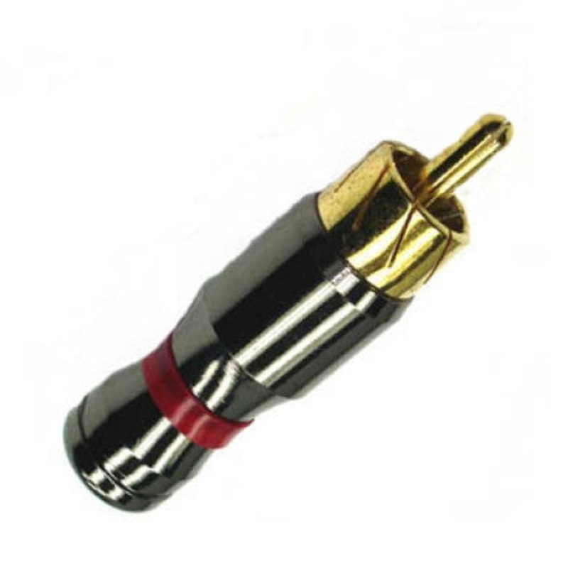 QK-0023A-RED – RCA PLUG INLINE SOL METAL RED