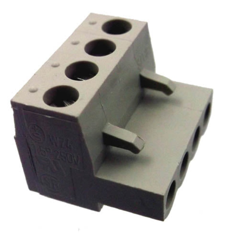 25.340.3453.0 – TERM BLOCK 4P FEM PLUG RA 5.08MM 22-12AWG 15A/300V 10MM WIDE GREY
