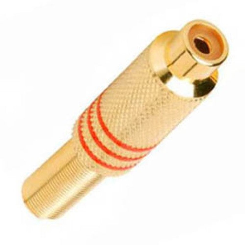 AG1011R – RCA JACK INLINE SOL METAL GOLD RED