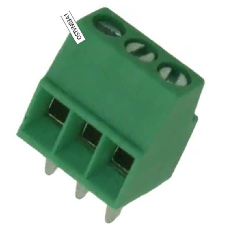 OSTVN03A150 – TERM BLOCK 3P PCST 2.54MM 18-30 AWG 6A/125V GRN SIDE ENTRY