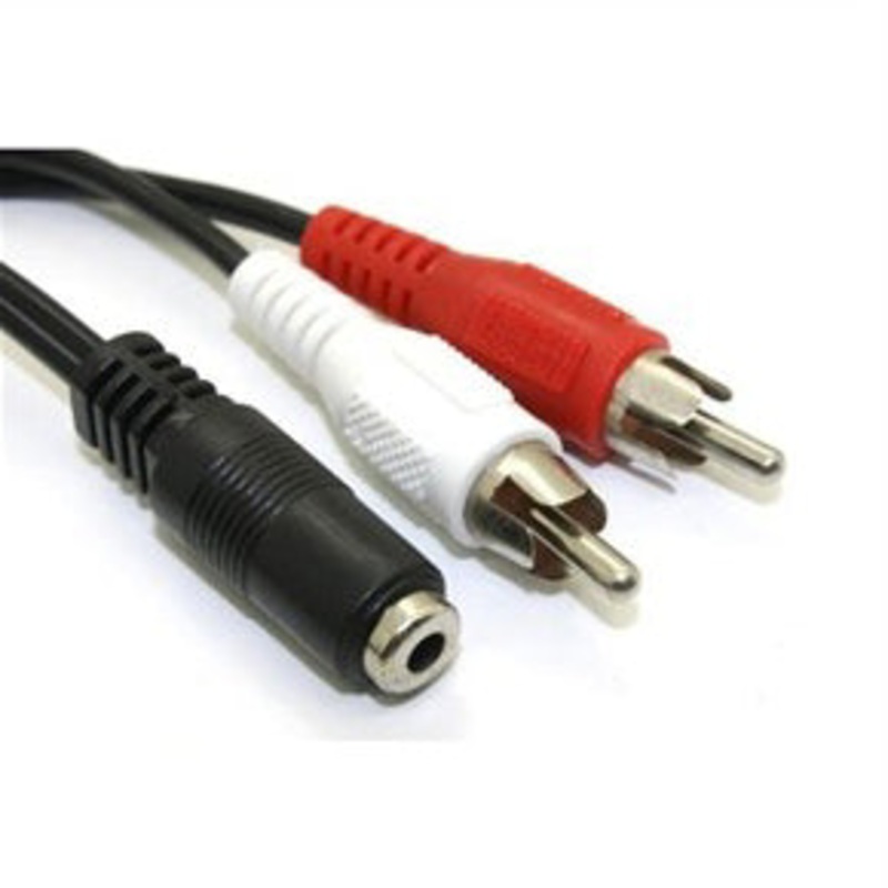3.5F2CAM – AUDIO CABLE 3.5 STEREO JACK TO RCA PLUG RIGHT LEFT 6 INCH