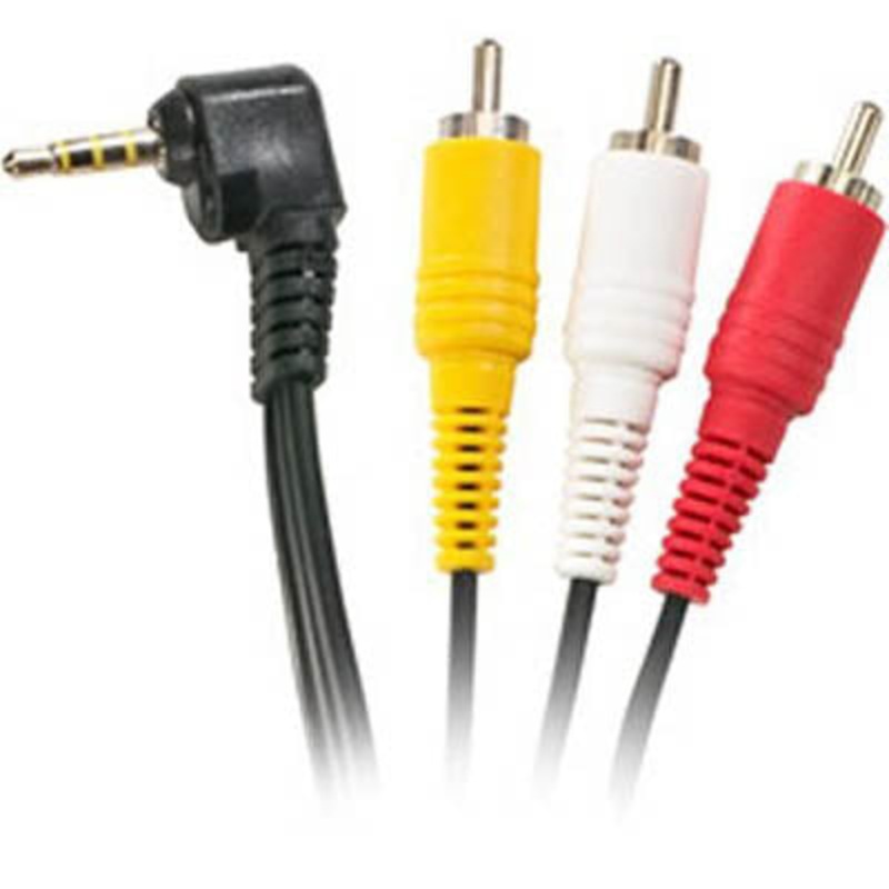 42-3506 – AUDIO VIDEO CABLE 3.5MM 4CPLRA RCAPLX3 3BAND GOLD BLK 6FT