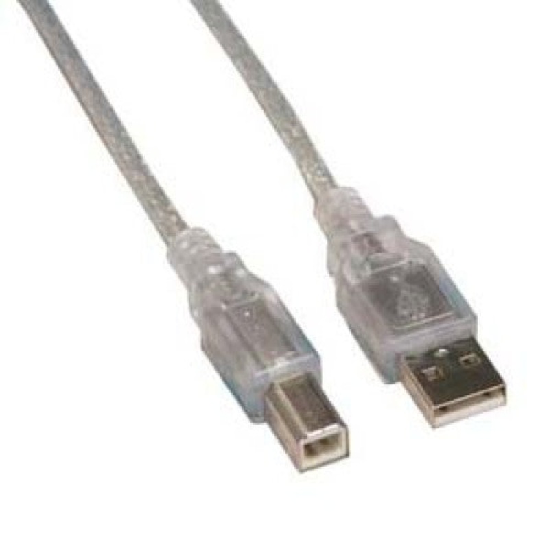 CUSB2-AB06TC – USB CABLE A-B MALE/MALE 6FT CLEAR SHLD