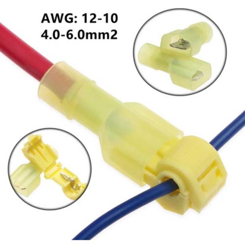 GQKB-2116-5 – T-TAP CONN YEL 12-10AWG KIT WITH FULLY INSULATED MALE TERMINAL (5 pcs/pkg)