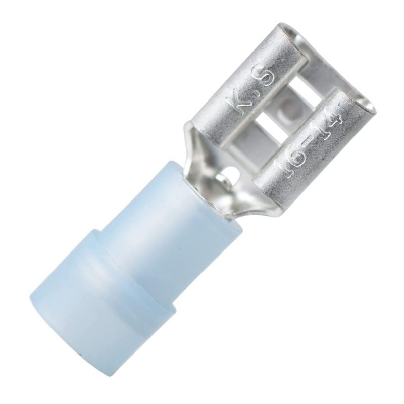 230818 – QUICK CONN FEM BLU 0.250IN 16-14 AWG 6.4X0.81MM NYLON DOUBLE CRIM (5 pcs/pkg)