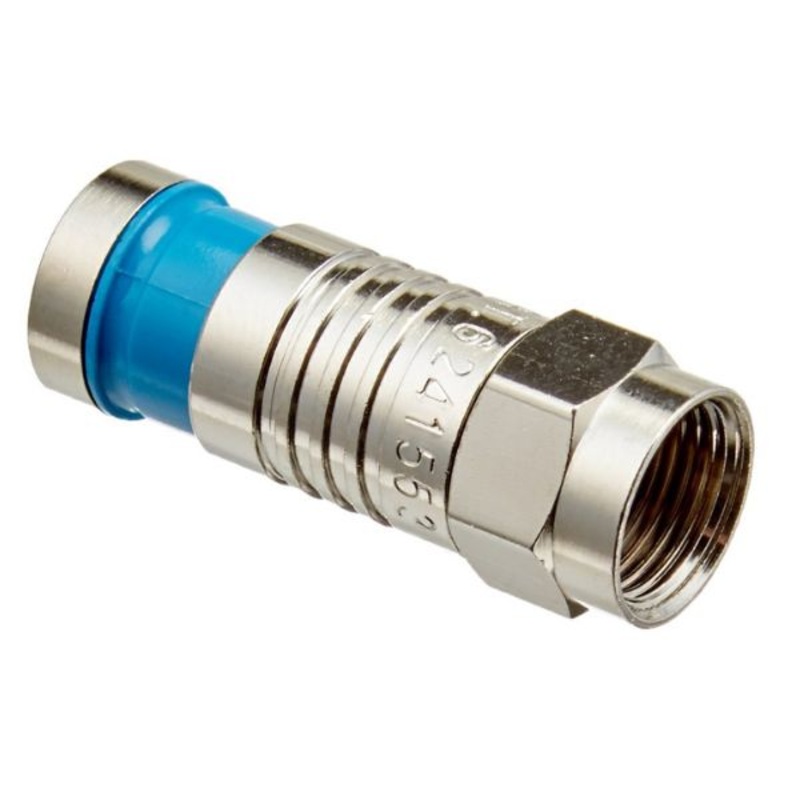 18001-BULK – F PLUG RG6 QUAD COMPRESSION BLUE NICKLE PLATED (10 pcs/pkg)