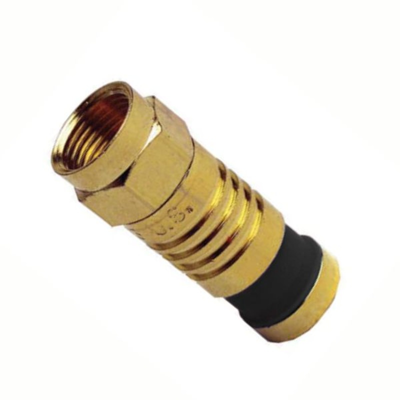 18009-BULK – F PLUG RG6 COMPRESSION BLACK GOLD PLATED
