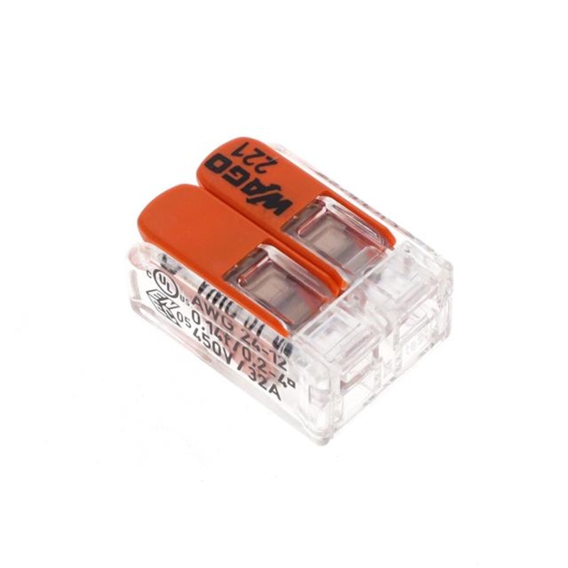 221-412 – PUSH-IN CONN ORANGE 2C/24-12AWG RE-USABLE