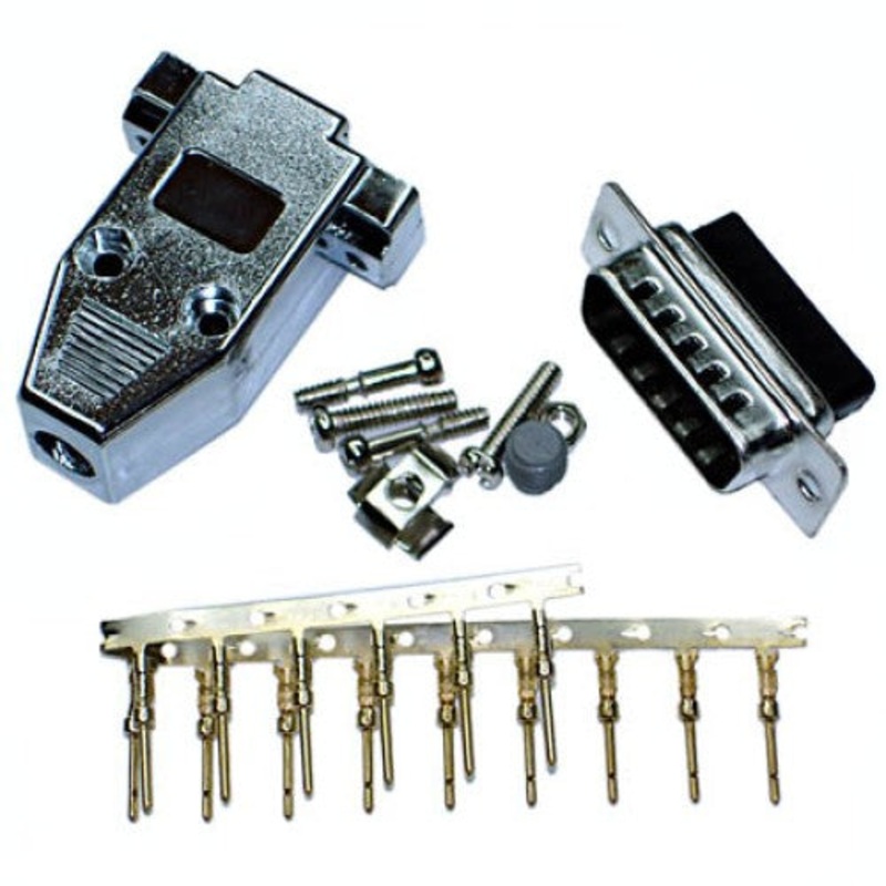 70-6515 – DB15M CRIMP W/METALLIZED HOOD AND PINS
