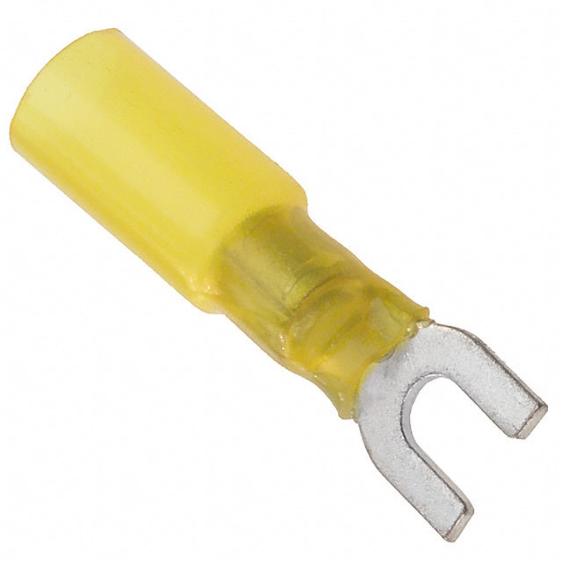 GQFE-1462-4 – SPADE TERM YEL #10 12-10AWG ID-4.8MM WIDTH-9MM HEAT SHRINK (4 pcs/pkg)