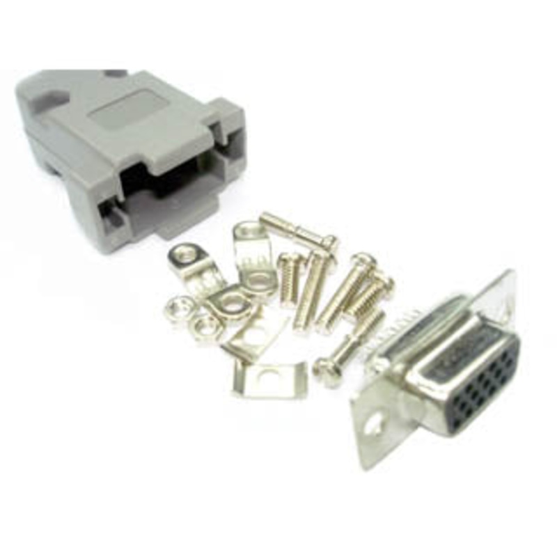 Z-4440 – DB15F HD SOL TIN W/PLASTIC HOOD GREY