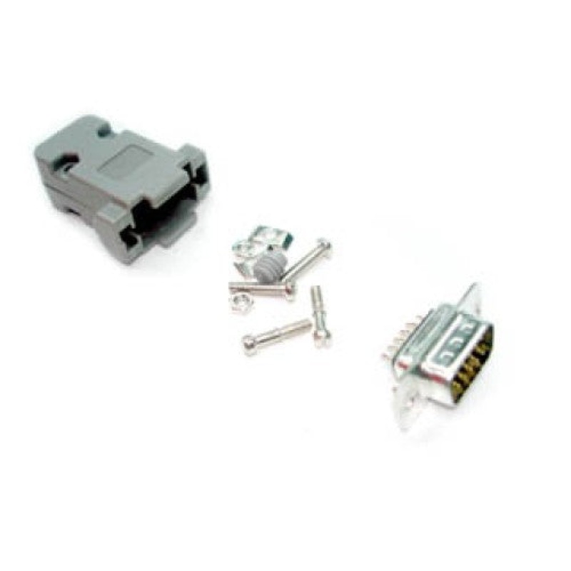 Z-4442 – DB15M HD SOL W/PLASTIC HOOD GREY