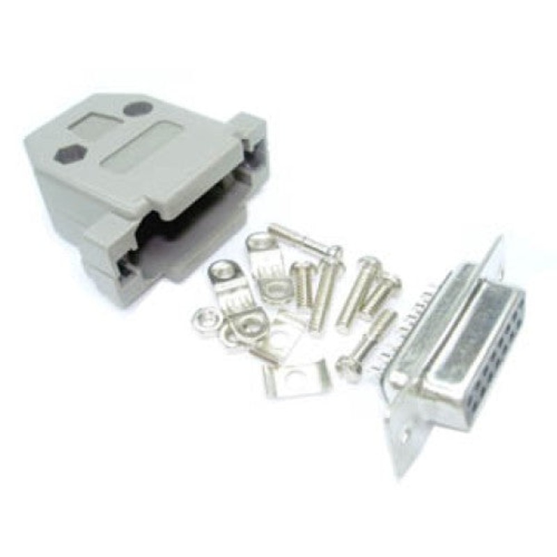 Z-4460 – DB15F SOL TIN W/PLASTIC HOOD GREY