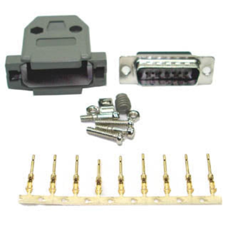 Z-6515 – DB15M CRIMP W/PLASTIC HOOD GREY AND PINS