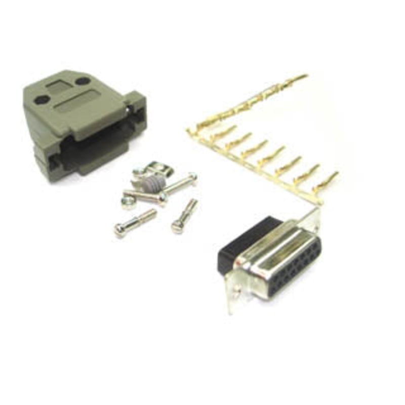 Z-6520 – DB15F CRIMP W/PLASTIC HOOD GREY AND PINS