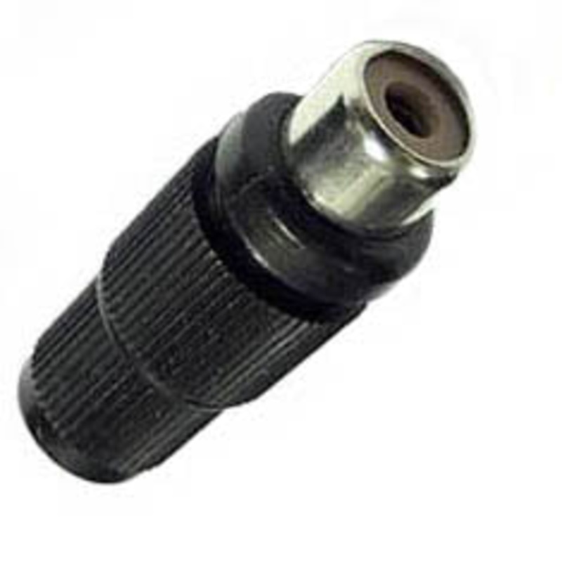 250-610 BK – RCA JACK INLINE SOL PLASTIC BLACK TIN (2 pcs/pkg)